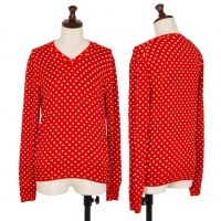  COMME des GARCONS V-neck Polka Dot Wool Knit Sweater (Jumper) Red M