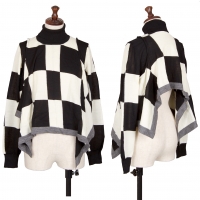  COMME des GARCONS Checked Wool Knit Sweater (Jumper) Cream XS-S