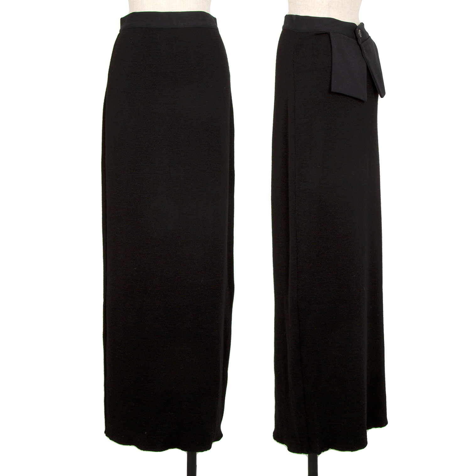 ヨウジヤマモト ファムYohji Yamamoto FEMME ウールポケット装飾ニットロングスカート 黒紺S