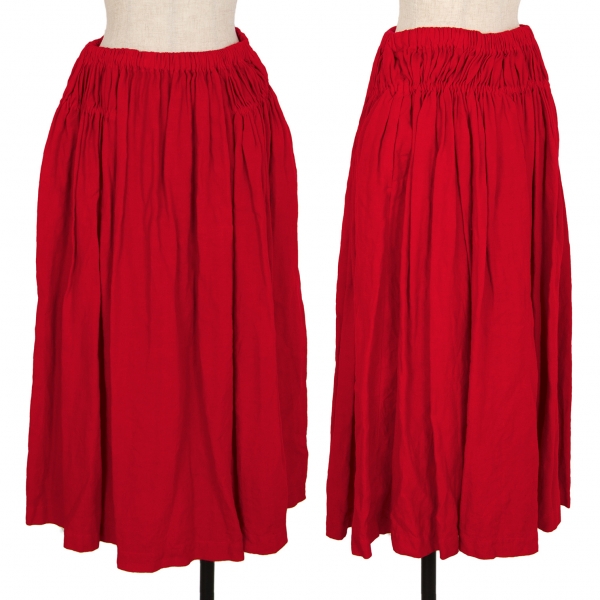 コムデギャルソンCOMME des GARCONS リネン製品染めボリュームスカート 赤M位