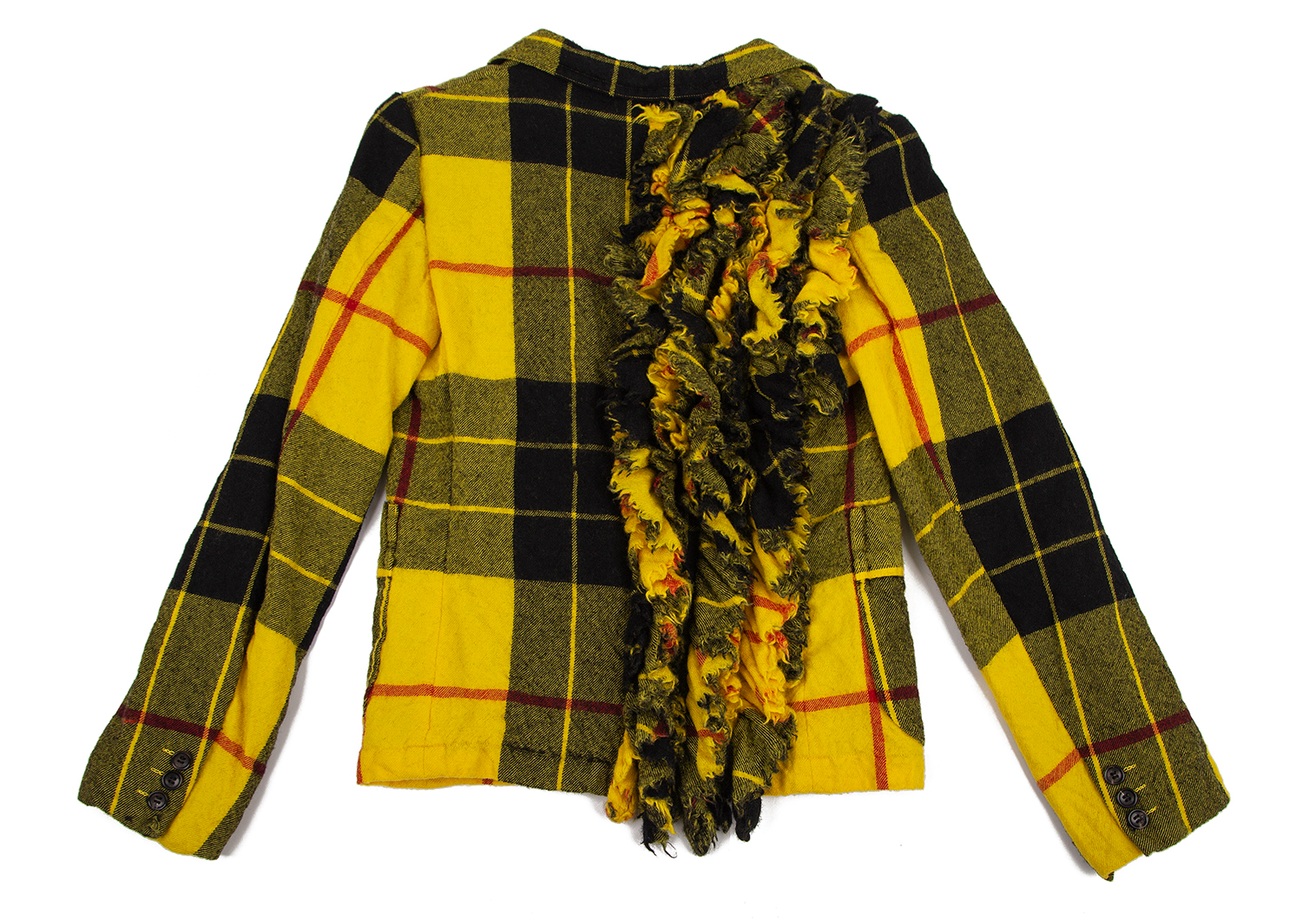 専用AD2019 コムデギャルソン チェック ウール裾フリル装飾ジャケット
