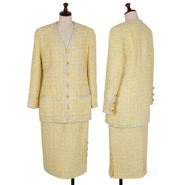 Chanel vintage bordeaux tweed wool skirt suit