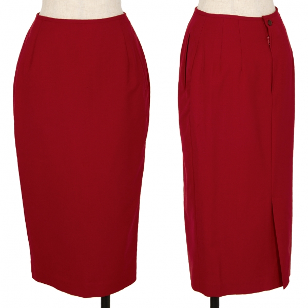 ジャンポールゴルチエ ファムJean Paul GAULTIER FEMME ウール台形スカート 赤40