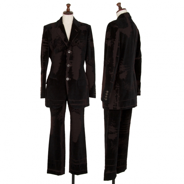  Jean-Paul GAULTIER FEMME Flocky Print Wool Jacket & Pants Black,Brown 40