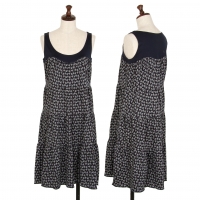  UNDERCOVER Rose Printed Switching Dress Navy 1
