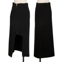  Yohji Yamamoto FEMME Wool Hollow Slit Design Skirt Black 1