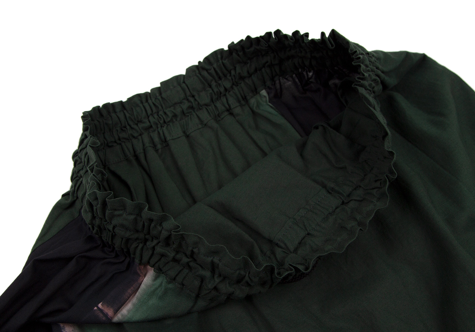 ワイズY's 滲みプリントドレープデザインスカート 緑1