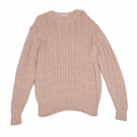  Papas Cotton Linen Cable Knit Sweater (Jumper) Pink S-M