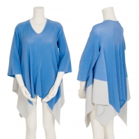  PLEATS PLEASE Bi-color Rib Knit Sweater (Jumper) Sky blue 3