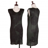  PLEATS PLEASE Crystal Printed Sleeveless Dress Forest green,Black 3