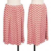  PLEATS PLEASE Zigzag Striped Pleats Skirt Orange,Sky blue 5