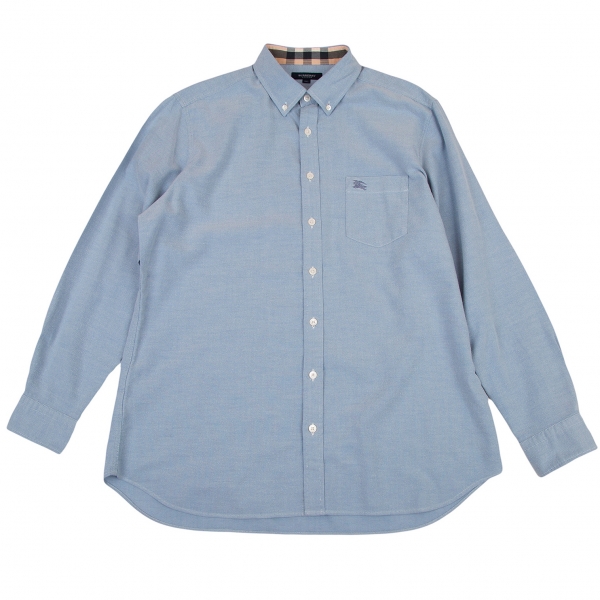 BURBERRY LONDON Cotton Cashmere Long Sleeve Shirt Sky blue LL