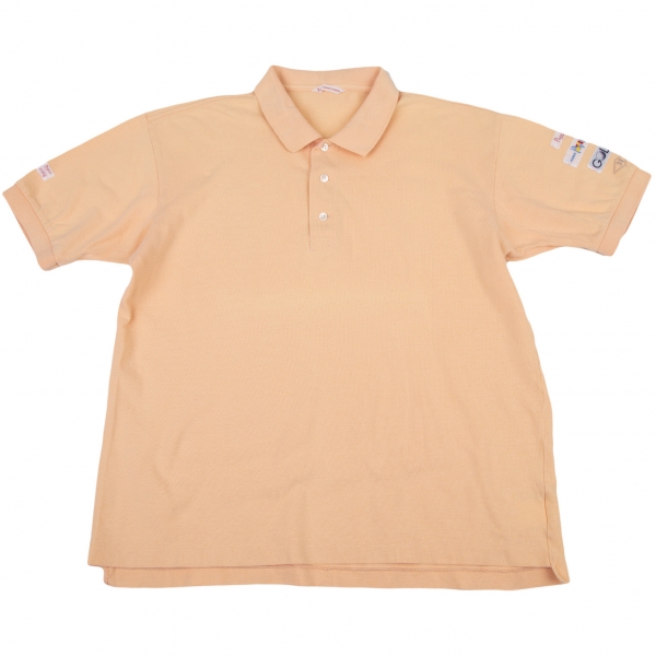 パパスPapas 袖パッチ鹿の子ポロシャツ ピンクベージュ50L