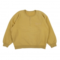  Papas Chain Stitch Embroidery Henley Neck Sweat shirt (Jumper) Mustard L