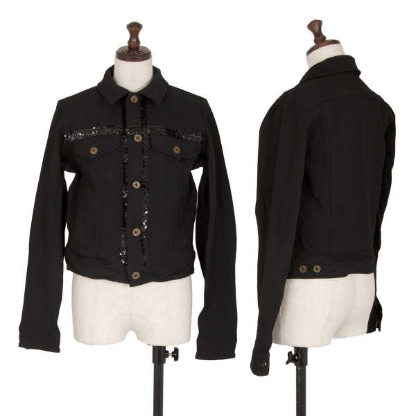 コムコム コムデギャルソンCOMME des GARCONS ポリ製品染めスパンコール装飾ジャケット 黒M