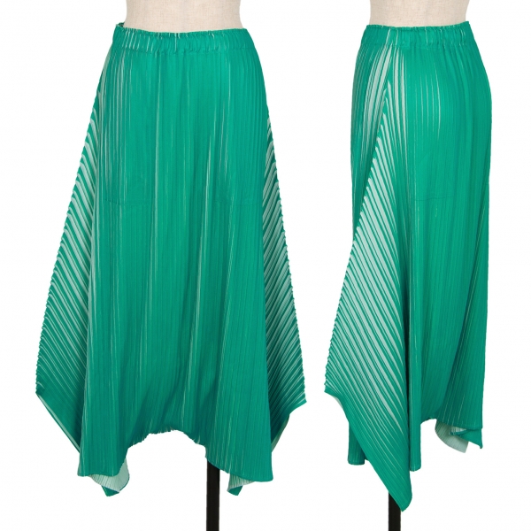プリーツプリーズPLEATS PLEASE Alt Sunlight 製品プリントプリーツ変形スカートパンツ 緑オフ3