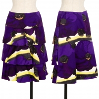  MARNI Floral Printed Tiered Skirt Purple 38