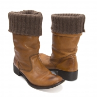  Y's Rib knit layered half boots Brown US About 7.5
