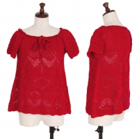  Jean-Paul GAULTIER FEMME Cotton Lace Knit Top (Jumper) Red 40