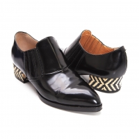  KAYO NAKAMURA by Y's Wooden Mosaic Heel Shoes Black US About 5