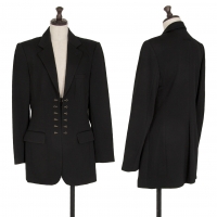  Jean-Paul GAULTIER CLASSIQUE Bonded Fabric Closure Design Jacket Black 40