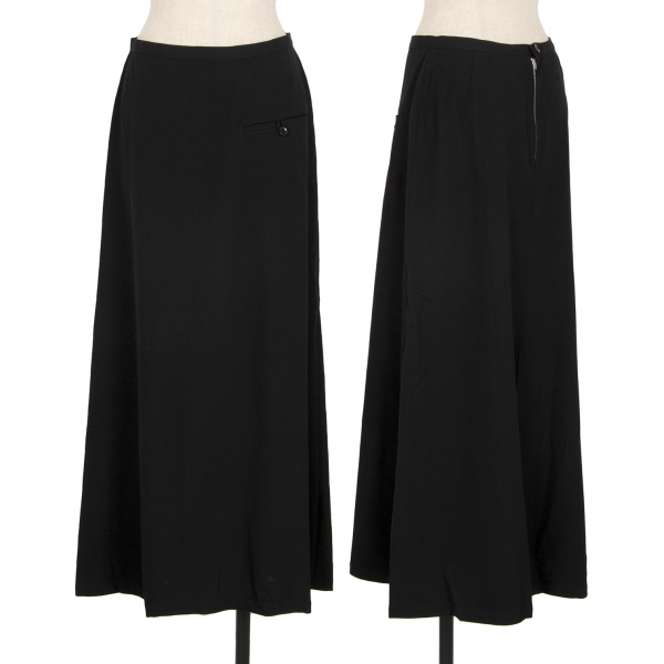 ワイズY's ウールギャバAラインスリットスカート 黒2