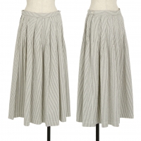  Mademoiselle NON NON Ripple Stripe Pleats Skirt White,Grey 40L