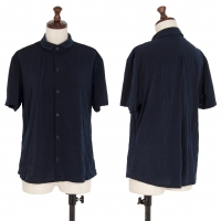  Y's Poly Round Collar Short Sleeve Shirt Navy 2