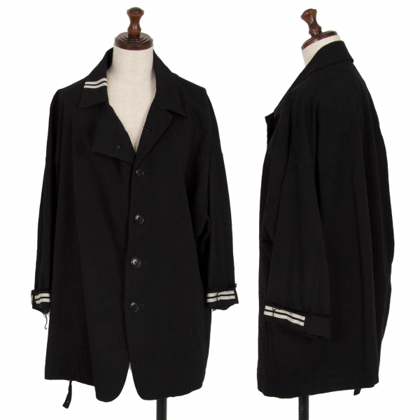 ワイズY's レーヨンコットン袖断ち切りライン7分袖ジャケット 黒2