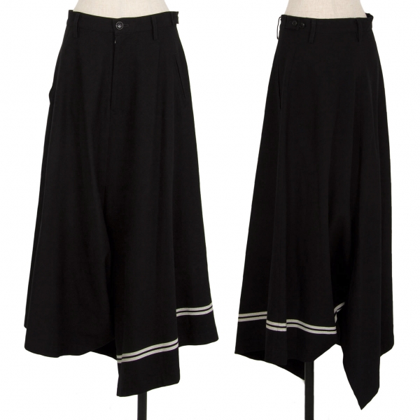 ワイズY's レーヨンコットン裾ラインスカートパンツ 黒2