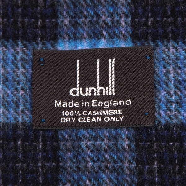 dunhill Cashmere Checked Stole Blue,Black | PLAYFUL