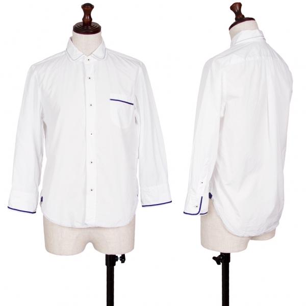 ジュンヤワタナベ コムデギャルソンJUNYA WATANABE COMME des GARCONS ラインデザインラウンドカラーシャツ 白XS