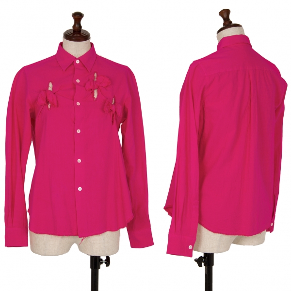 コムデギャルソンCOMME des GARCONS カットオフリボンデザインシャツ ピンクS