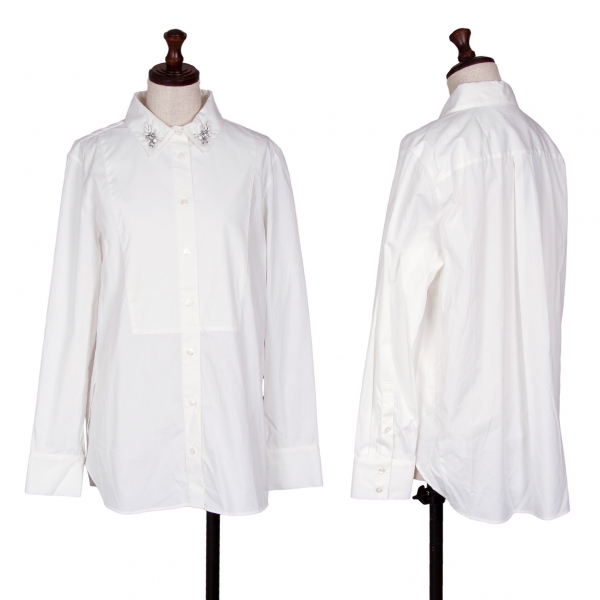 アクアスキュータムAquascutum ビジュー装飾カラー長袖シャツ 白10