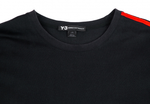 ワイスリーY-3 スリーストライプTシャツ 黒赤L