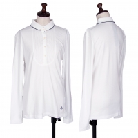  Paul Stuart SPORT Pin Tuck Front Long Sleeve Polo Shirt White L