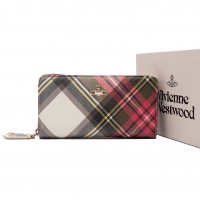  Vivienne Westwood NEW EXHIBITION DERBY Check Orb Wallet Ivory,Red 