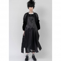  COMME des GARCONS Velor Switching Chiffon Dress Black XS