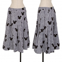  COMME des GARCONS Mickey & Flower Print Stripe Skirt White,Blue S