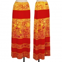  JPG Comic Printed Switching Design Skirt Yellow,Red 40