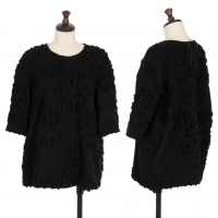  SONIA RYKIEL Wool Cotton Flower Cut Jacquard Short Sleeve Shirt Black 38