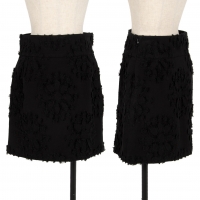  SONIA RYKIEL Wool Cotton Flower Cut Jacquard Skirt Black 38
