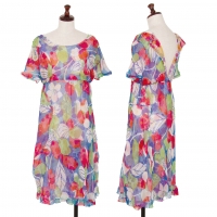 COMME des GARCONS Floral Printed Layered Chiffon Dress Multi-Color XS-S