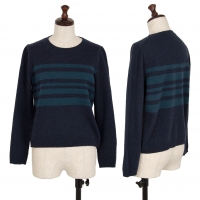  Theory Cashmere Stripe Knit Sweater (Jumper) Navy S
