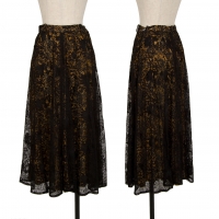  Y's Lace Layered Printed Skirt Black,Beige S-M