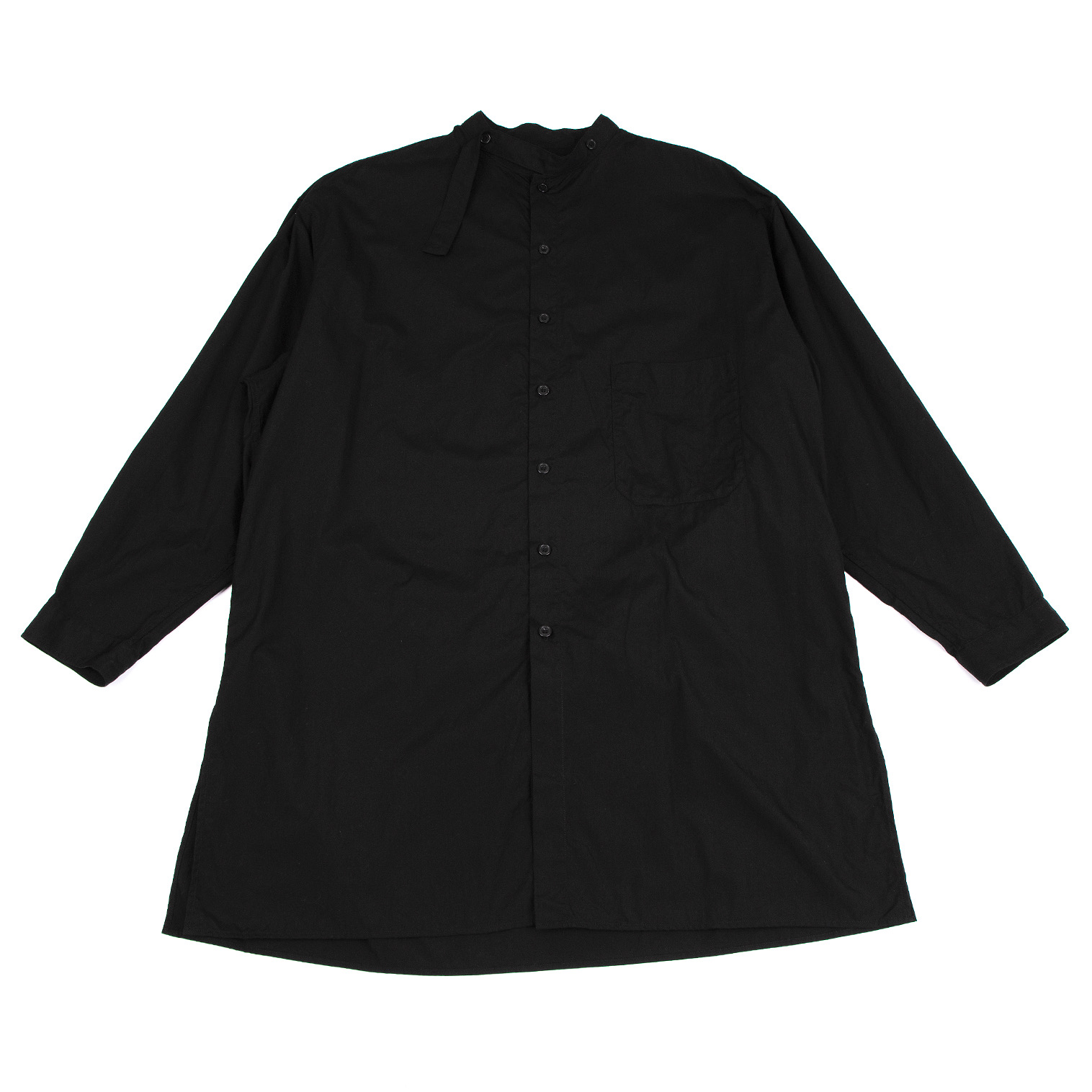 Yohji Yamamoto POUR HOMME ヨウジヤマモト プールオム 18SS コットンロングシャツ ブラック 3