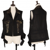  Yohji Yamamoto FEMME Lace Mesh Switching Cut Off Vest (Waistcoat) Black 1