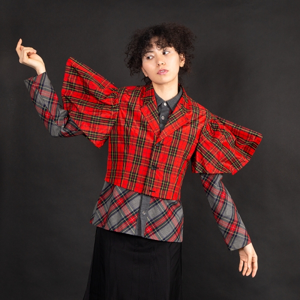 tricot COMME des GARCONS Checked Short Sleeve Jacket Red S-M | PLAYFUL