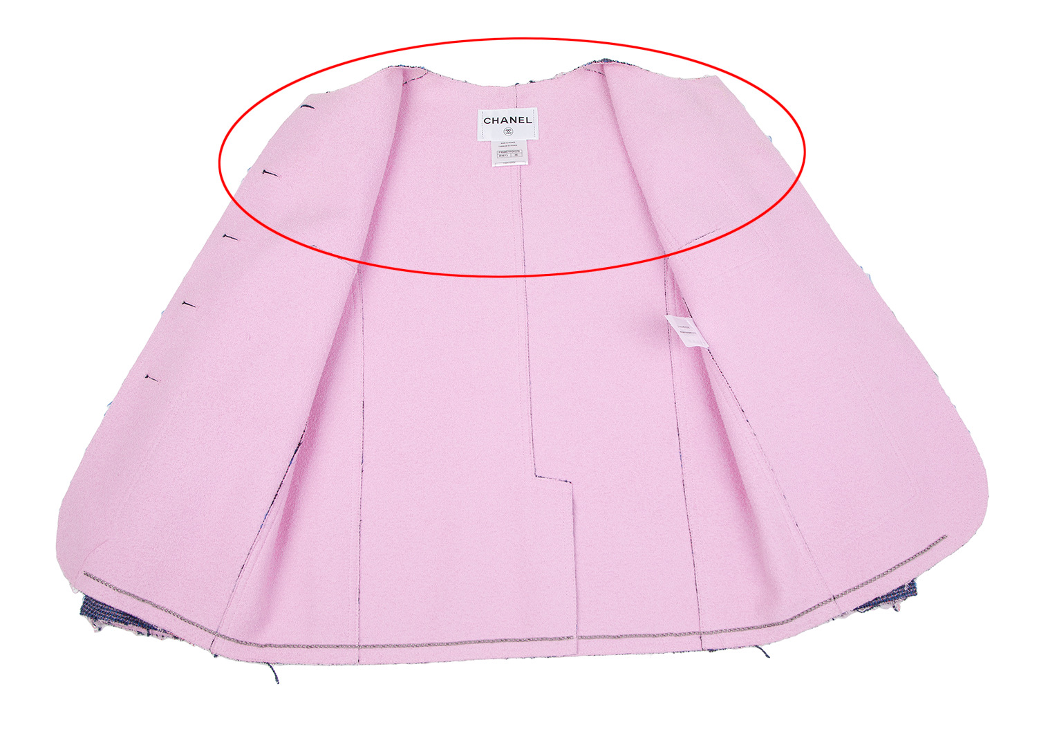 CHANEL　ピンクのツイードスカート　フリンジ