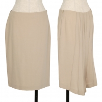  VALENTINO Back Pleated Fishtail Skirt Beige 40